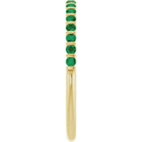 14K Gold Round Natural Green Emerald Bar Channel-Set Anniversary Band - Yellow Gold - view 4