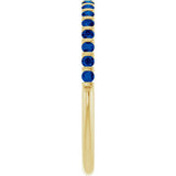 14K Gold Round Lab-Grown Blue Sapphire Bar Channel-Set Anniversary Band - Yellow Gold - view 4