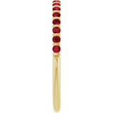 14K Gold Round Natural Red Ruby Bar Channel-Set Anniversary Band - Yellow Gold - view 4