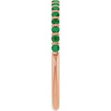 14K Gold Round Natural Green Emerald Bar Channel-Set Anniversary Band - Rose Gold - view 4