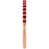 14K Gold Round Natural Red Ruby Bar Channel-Set Anniversary Band - Rose Gold - view 4