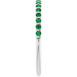 Platinum Round Natural Green Emerald Bar Channel-Set Anniversary Band - view 4
