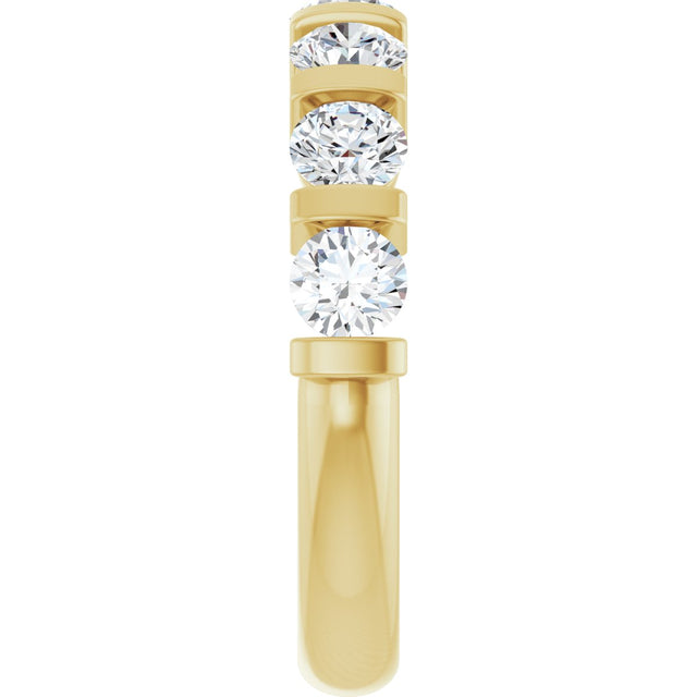 10K Gold Round Natural Diamond Bar Channel-Set Anniversary Band – 3/4–1 1/2 CTW - Yellow Gold - view 4
