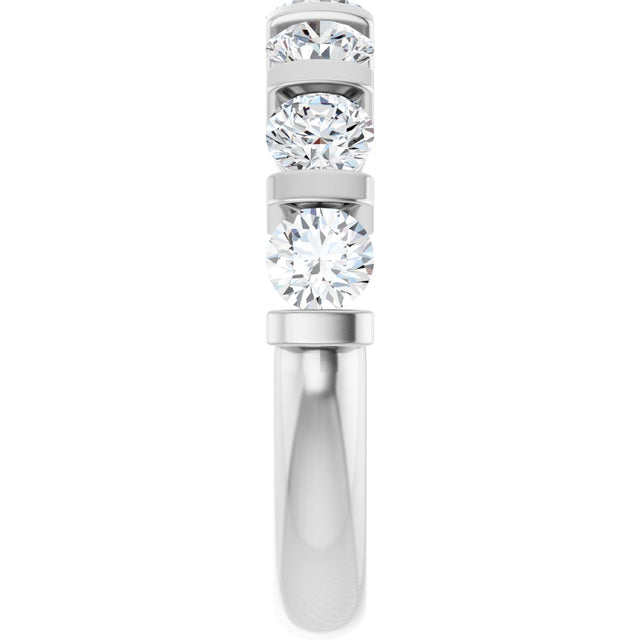 10K Gold Round Natural Diamond Bar Channel-Set Anniversary Band – 3/4–1 1/2 CTW - White Gold - view 4