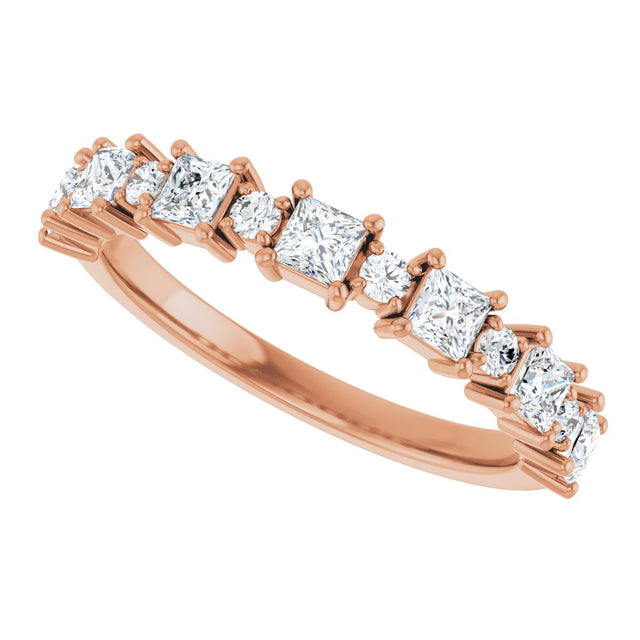 14K Gold Square Natural Diamond Anniversary Band – 1/2–1 1/3 CTW - Rose Gold - view 5