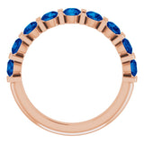 14K Gold Round Natural Blue Sapphire Bar Channel-Set Anniversary Band - Rose Gold - view 2