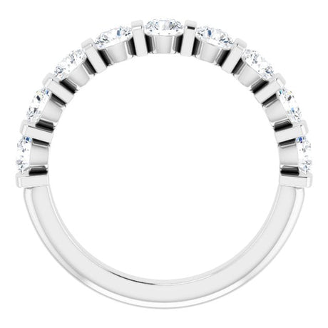 Platinum Round Lab-Grown Diamond Bar Channel-Set Anniversary Band – 3.2 mm Stones - view 2