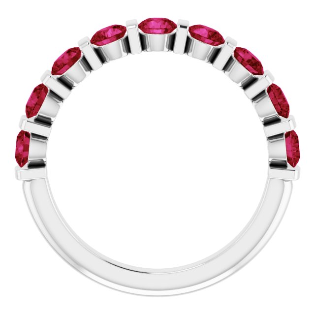 Platinum Round Lab-Grown Red Ruby Bar Channel-Set Anniversary Band - view 2