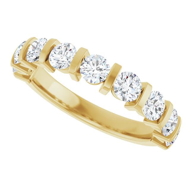 10K Gold Round Lab-Grown Diamond Bar Channel-Set Anniversary Band – 9/10–1 1/3 CTW - Yellow Gold - view 5