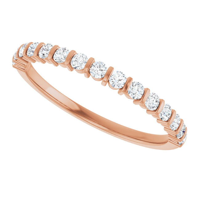 10K Gold Round Lab-Grown Diamond Bar Channel-Set Anniversary Band – 1/5–5/8 CTW - Rose Gold - view 5