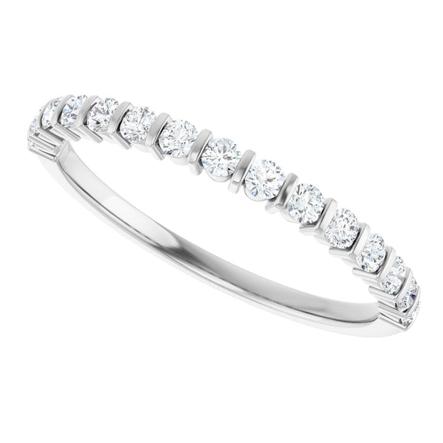 Platinum Round Natural Diamond Bar Channel-Set Anniversary Band – 1.75 mm Stones - view 5