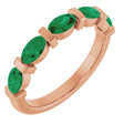 14K Gold Oval Lab-Grown Green Emerald Bar Channel-Set Anniversary Band - Rose Gold
