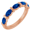 14K Gold Oval Lab-Grown Blue Sapphire Bar Channel-Set Anniversary Band - Rose Gold