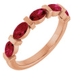 14K Gold Oval Natural Red Ruby Bar Channel-Set Anniversary Band - Rose Gold