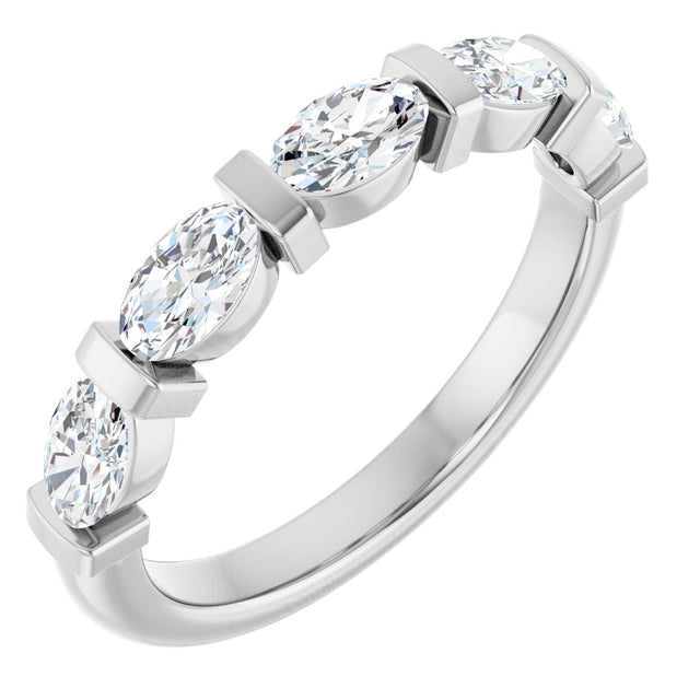 Platinum Oval Lab-Grown Diamond Bar Channel-Set Anniversary Band – 9/10–2 CTW