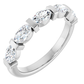 Platinum Oval Natural Diamond Bar Channel-Set Anniversary Band – 1 1/4–1 7/8 CTW