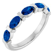 Platinum Oval Natural Blue Sapphire Bar Channel-Set Anniversary Band