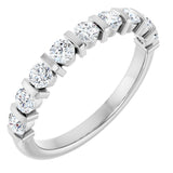 14K Gold Round Natural Diamond Bar Channel-Set Anniversary Band – 2.75 mm Stones - White Gold