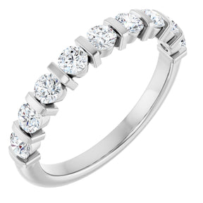 Platinum Round Lab-Grown Diamond Bar Channel-Set Anniversary Band – 2.8 mm Stones