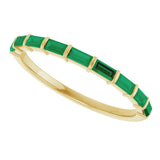 14K Gold Straight Baguette Lab-Grown Green Emerald Bar Channel-Set Anniversary Band - Yellow Gold - view 5