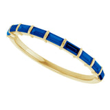 14K Gold Straight Baguette Natural Blue Sapphire Bar Channel-Set Anniversary Band - Yellow Gold - view 5