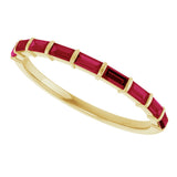14K Gold Straight Baguette Natural Red Ruby Bar Channel-Set Anniversary Band - Yellow Gold - view 5