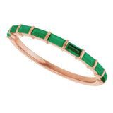 14K Gold Straight Baguette Lab-Grown Green Emerald Bar Channel-Set Anniversary Band - Rose Gold - view 5