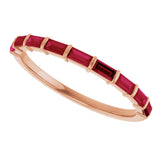 14K Gold Straight Baguette Natural Red Ruby Bar Channel-Set Anniversary Band - Rose Gold - view 5