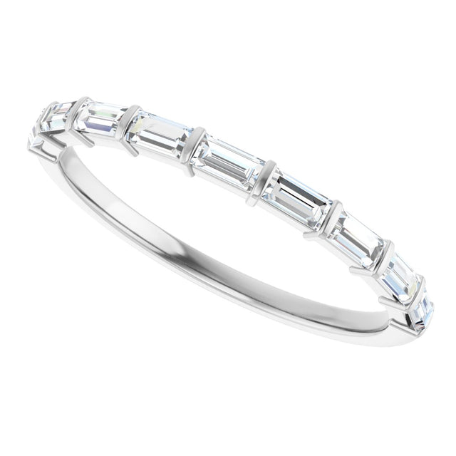10K Gold Straight Baguette Natural Diamond Bar Channel-Set Anniversary Band – 1/5–5/8 CTW - White Gold - view 5