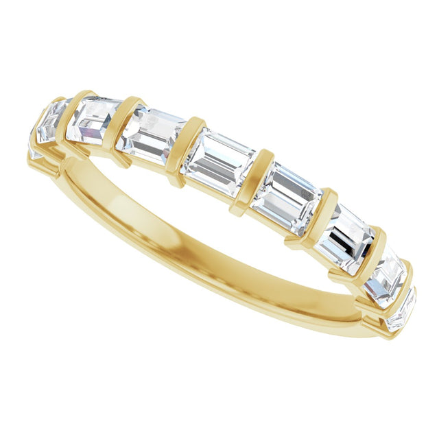 10K Gold Straight Baguette Lab-Grown Diamond Bar Channel-Set Anniversary Band – 3/4–9/10 CTW - Yellow Gold - view 5