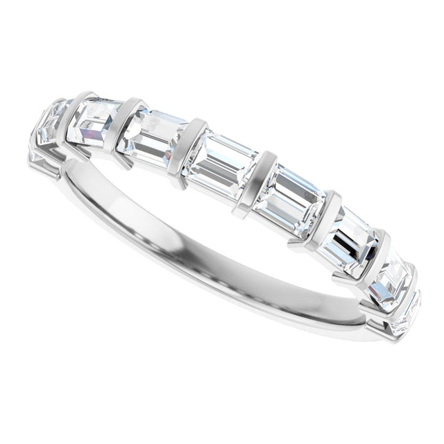10K Gold Straight Baguette Lab-Grown Diamond Bar Channel-Set Anniversary Band – 3/4–9/10 CTW - White Gold - view 5