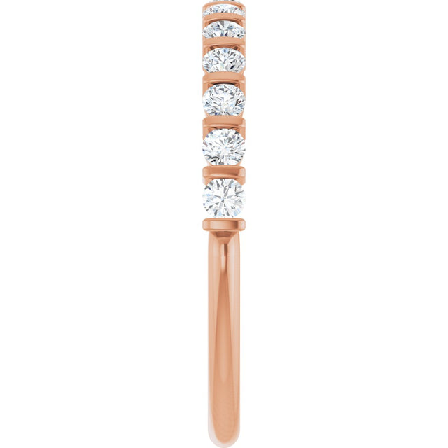 10K Gold Round Lab-Grown Diamond Bar Channel-Set Anniversary Band – 1/5–5/8 CTW - Rose Gold - view 4