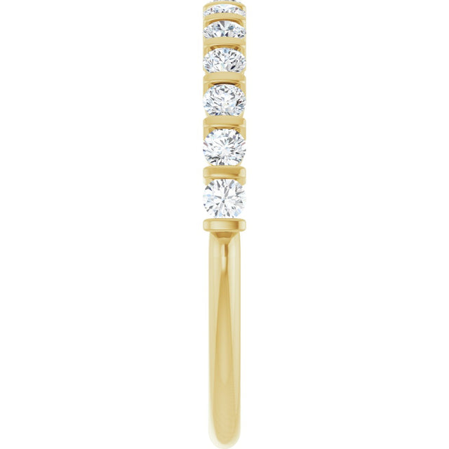 10K Gold Round Natural Diamond Bar Channel-Set Anniversary Band – 1/5–5/8 CTW - Yellow Gold - view 4