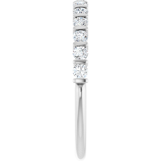 10K Gold Round Natural Diamond Bar Channel-Set Anniversary Band – 1/5–5/8 CTW - White Gold - view 4
