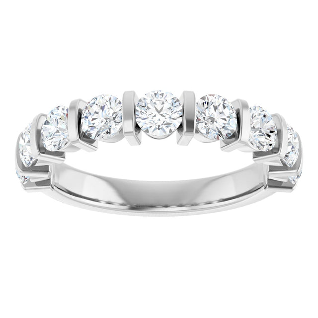 Platinum Round Lab-Grown Diamond Bar Channel-Set Anniversary Band – 3.5 mm Stones - view 3