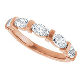 10K Gold Oval Natural Diamond Bar Channel-Set Anniversary Band – 1 1/3–1 7/8 CTW - Rose Gold - view 5