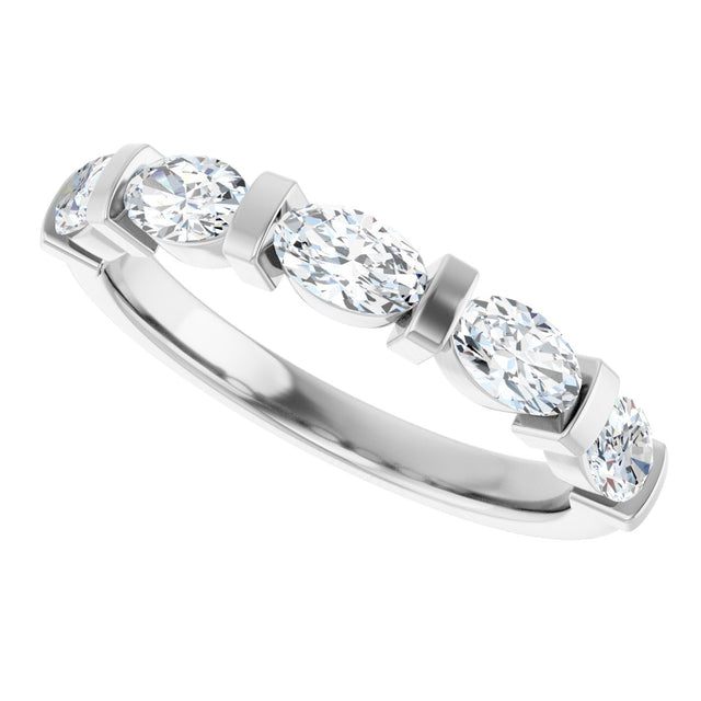 10K Gold Oval Lab-Grown Diamond Bar Channel-Set Anniversary Band – 9/10–2 CTW - White Gold - view 5