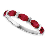 Platinum Oval Lab-Grown Red Ruby Bar Channel-Set Anniversary Band - view 5
