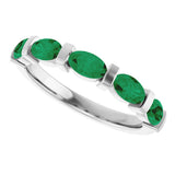 Platinum Oval Lab-Grown Green Emerald Bar Channel-Set Anniversary Band - view 5