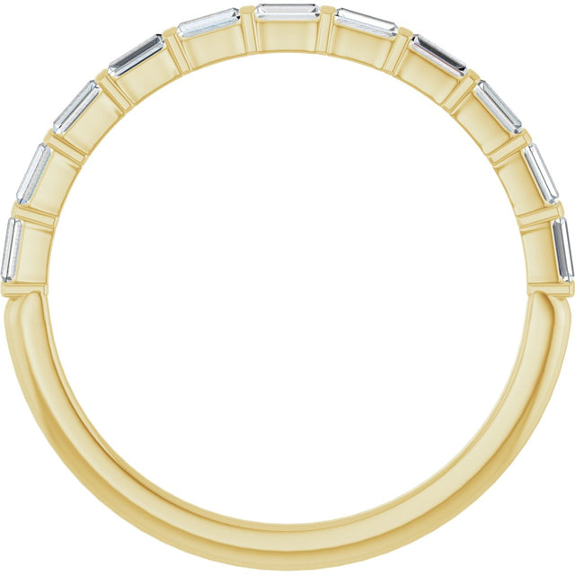 10K Gold Straight Baguette Lab-Grown Diamond Bar Channel-Set Anniversary Band – 1/5–1/2 CTW - Yellow Gold - view 2