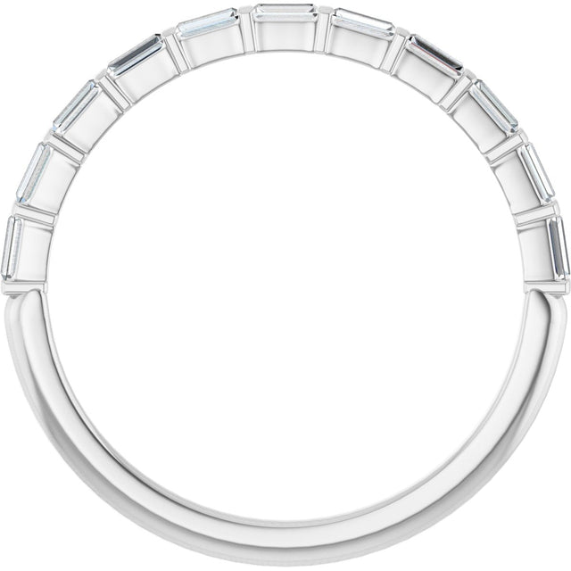 10K Gold Straight Baguette Natural Diamond Bar Channel-Set Anniversary Band – 1/5–5/8 CTW - White Gold - view 2
