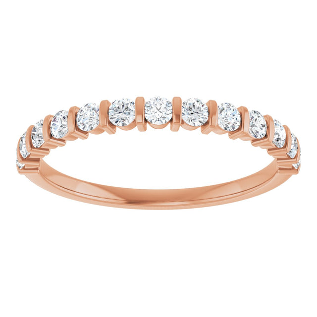 10K Gold Round Lab-Grown Diamond Bar Channel-Set Anniversary Band – 1/5–5/8 CTW - Rose Gold - view 3