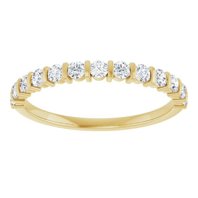 10K Gold Round Natural Diamond Bar Channel-Set Anniversary Band – 1/5–5/8 CTW - Yellow Gold - view 3