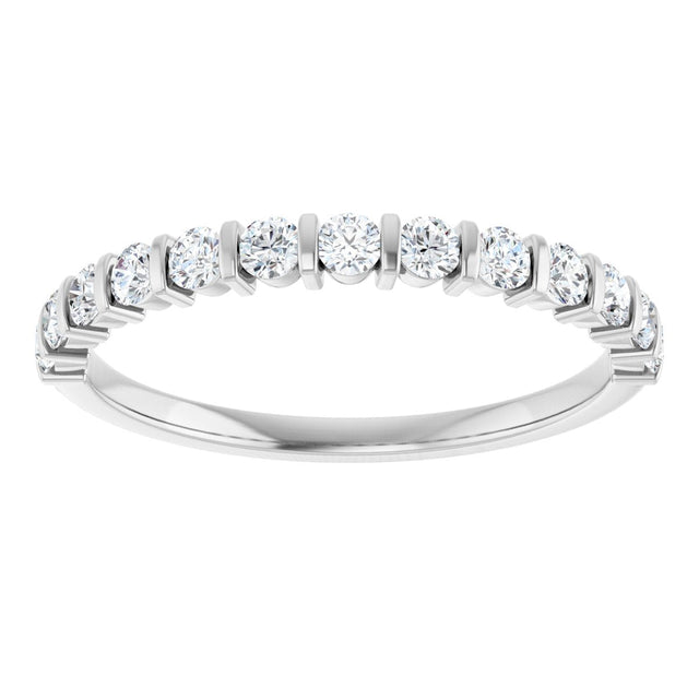 10K Gold Round Lab-Grown Diamond Bar Channel-Set Anniversary Band – 1/5–5/8 CTW - White Gold - view 3