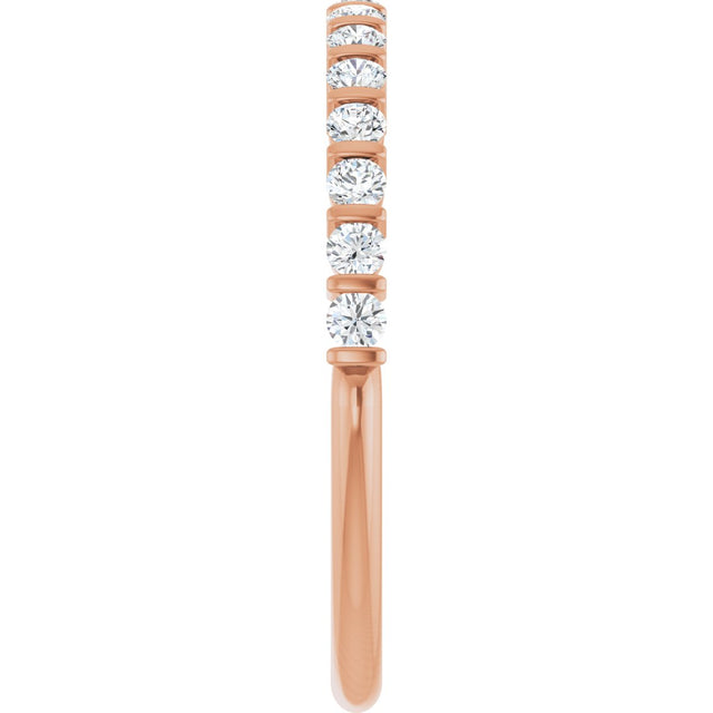 10K Gold Round Natural Diamond Bar Channel-Set Anniversary Band – 1/5–5/8 CTW - Rose Gold - view 4