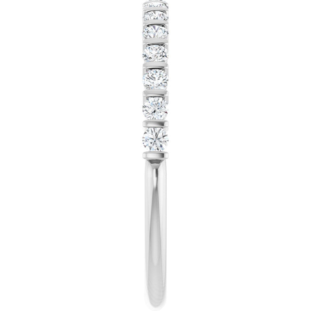 10K Gold Round Natural Diamond Bar Channel-Set Anniversary Band – 1/5–5/8 CTW - White Gold - view 4