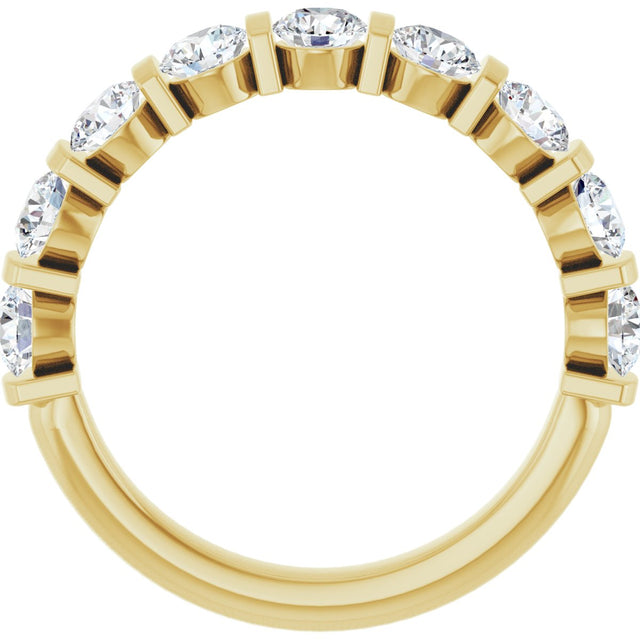 10K Gold Round Lab-Grown Diamond Bar Channel-Set Anniversary Band – 9/10–1 1/3 CTW - Yellow Gold - view 2