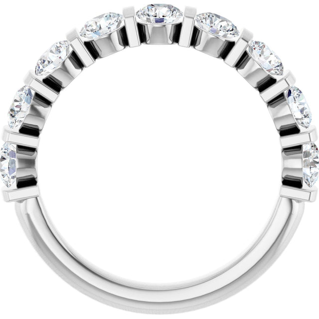 10K Gold Round Natural Diamond Bar Channel-Set Anniversary Band – 3/4–1 1/2 CTW - White Gold - view 2