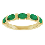 14K Gold Oval Lab-Grown Green Emerald Bar Channel-Set Anniversary Band - Yellow Gold - view 3