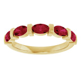 14K Gold Oval Lab-Grown Red Ruby Bar Channel-Set Anniversary Band - Yellow Gold - view 3